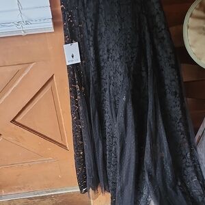 Elegant Black Lace Maxi Skirt Nwt See Thru